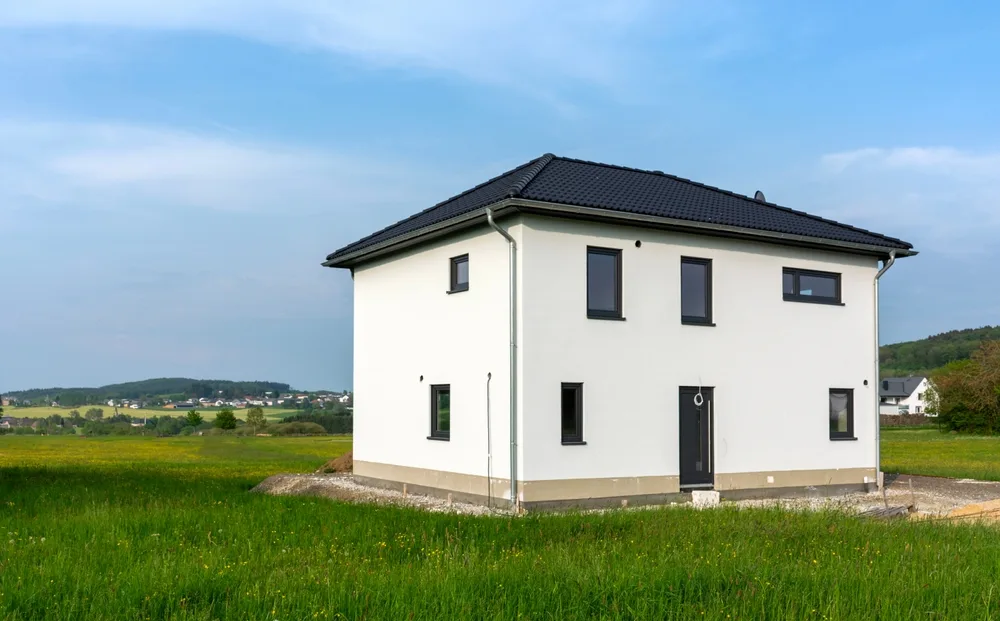 Almost,Finished,Prefabricated,House,In,Green,Nature,In,German,Rural